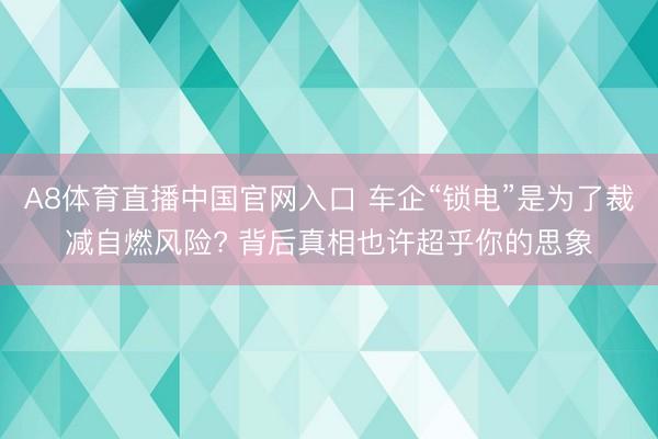 A8体育直播中国官网入口 车企“锁电”是为了裁减自燃风险? 背后真相也许超乎你的思象