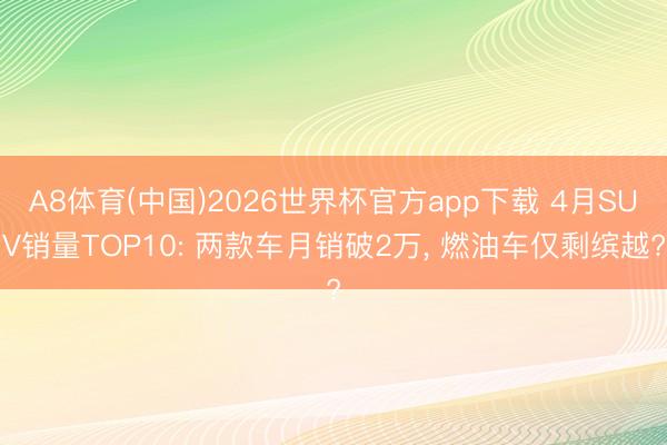 A8体育(中国)2026世界杯官方app下载 4月SUV销量TOP10: 两款车月销破2万， 燃油车仅剩缤越?