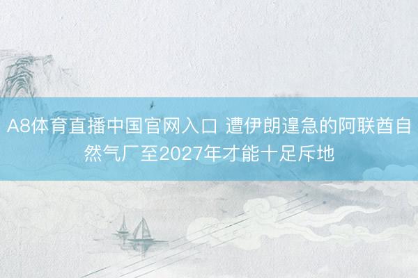 A8体育直播中国官网入口 遭伊朗遑急的阿联酋自然气厂至2027年才能十足斥地