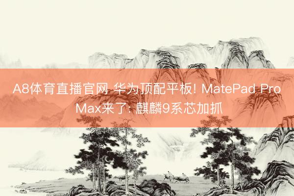 A8体育直播官网 华为顶配平板! MatePad Pro Max来了: 麒麟9系芯加抓