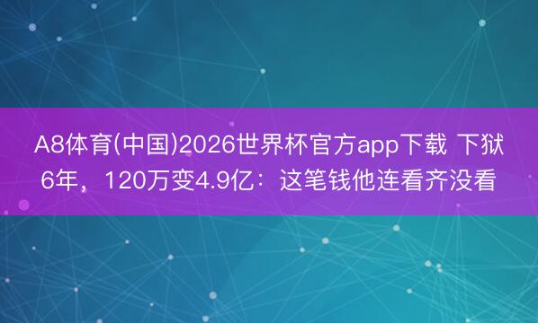 A8体育(中国)2026世界杯官方app下载 下狱6年，120万变4.9亿：这笔钱他连看齐没看