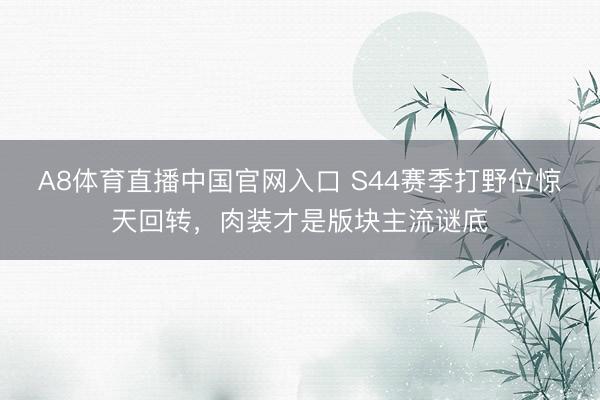 A8体育直播中国官网入口 S44赛季打野位惊天回转，肉装才是版块主流谜底