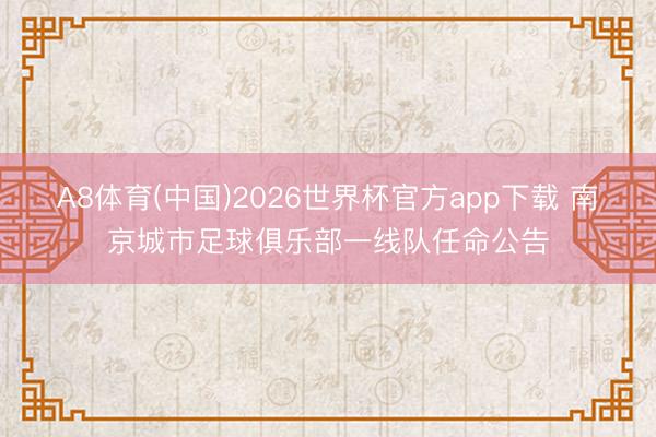 A8体育(中国)2026世界杯官方app下载 南京城市足球俱乐部一线队任命公告