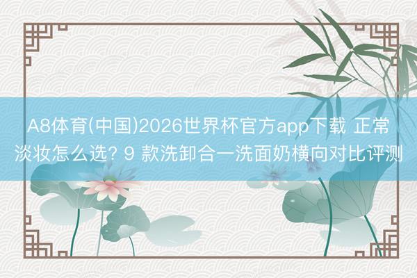 A8体育(中国)2026世界杯官方app下载 正常淡妆怎么选? 9 款洗卸合一洗面奶横向对比评测