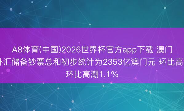 A8体育(中国)2026世界杯官方app下载 澳门5月底外汇储备钞票总和初步统计为2353亿澳门元 环比高潮1.1%